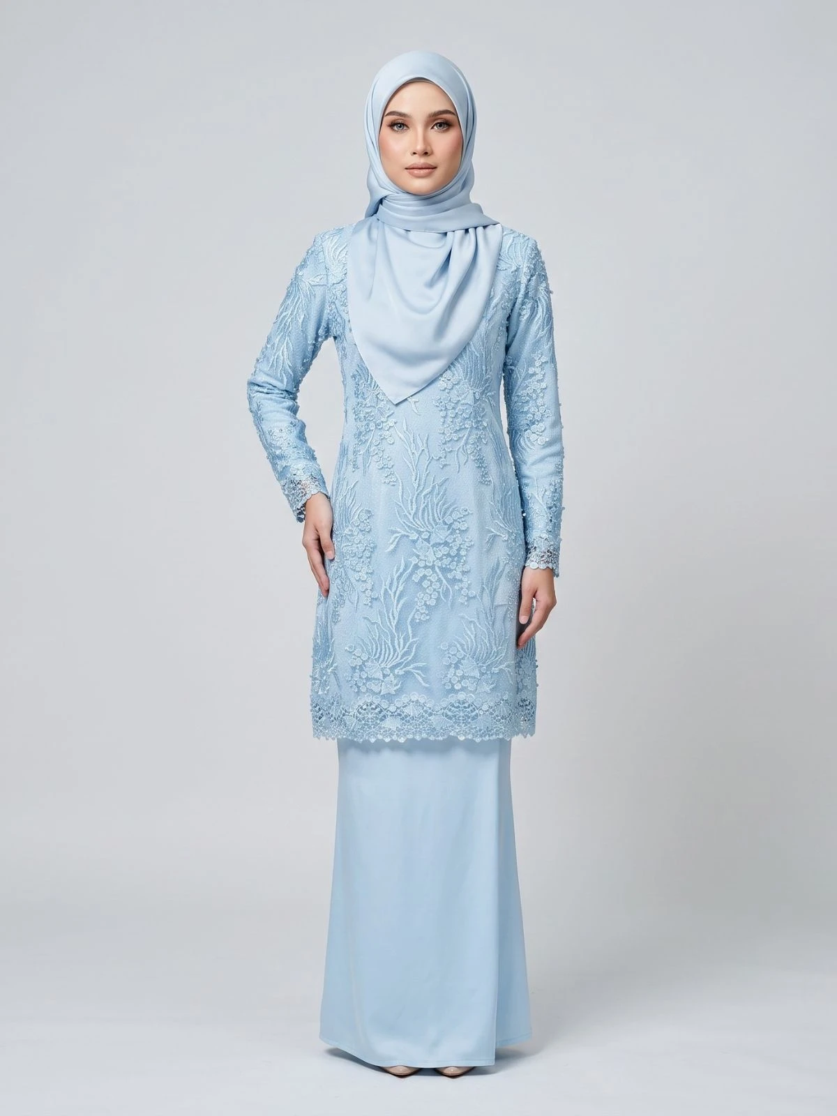EMALIA KURUNG MODEN LACE | BABY BLUE