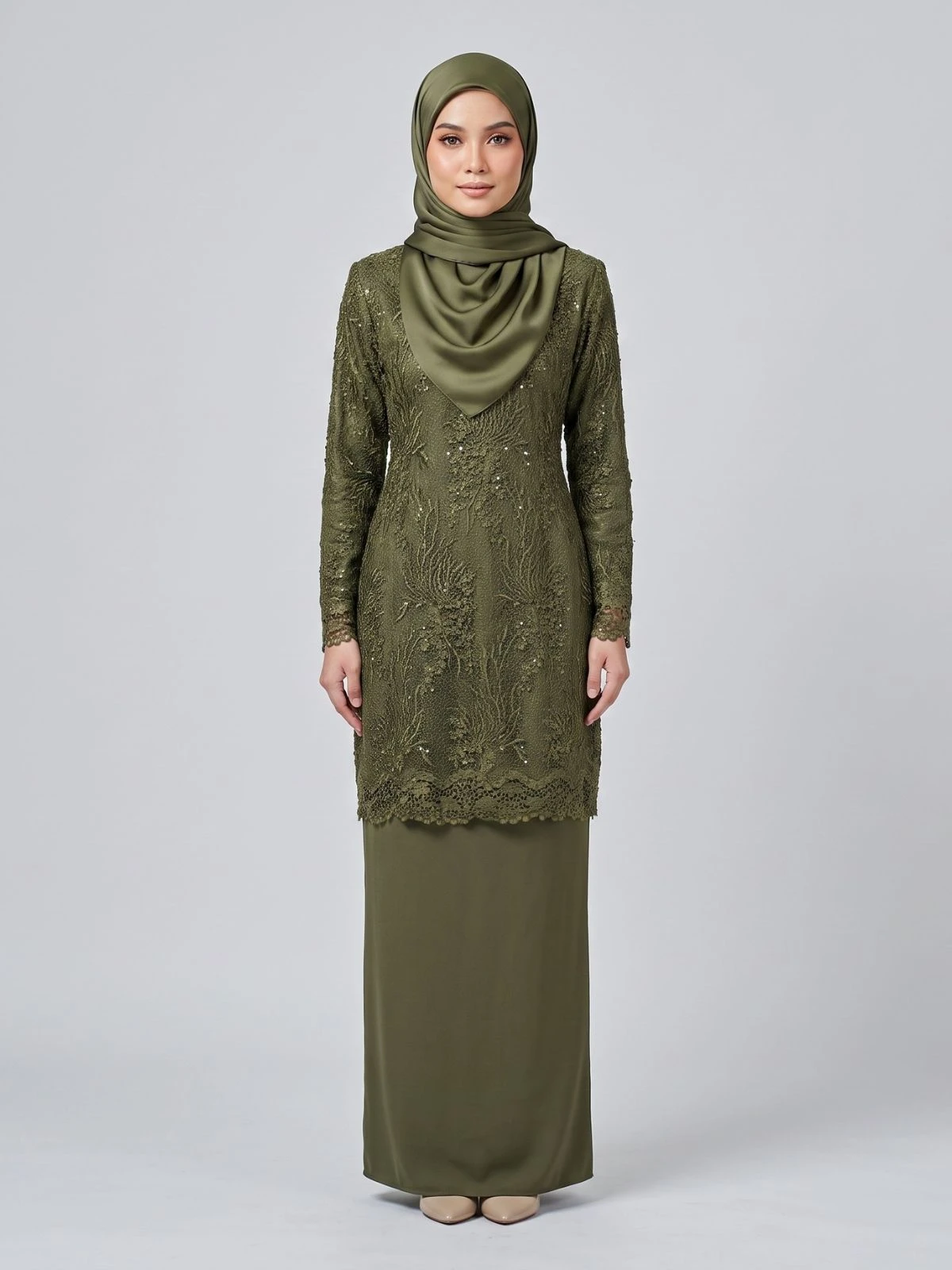 EMALIA KURUNG MODEN | OLIVE GREEN