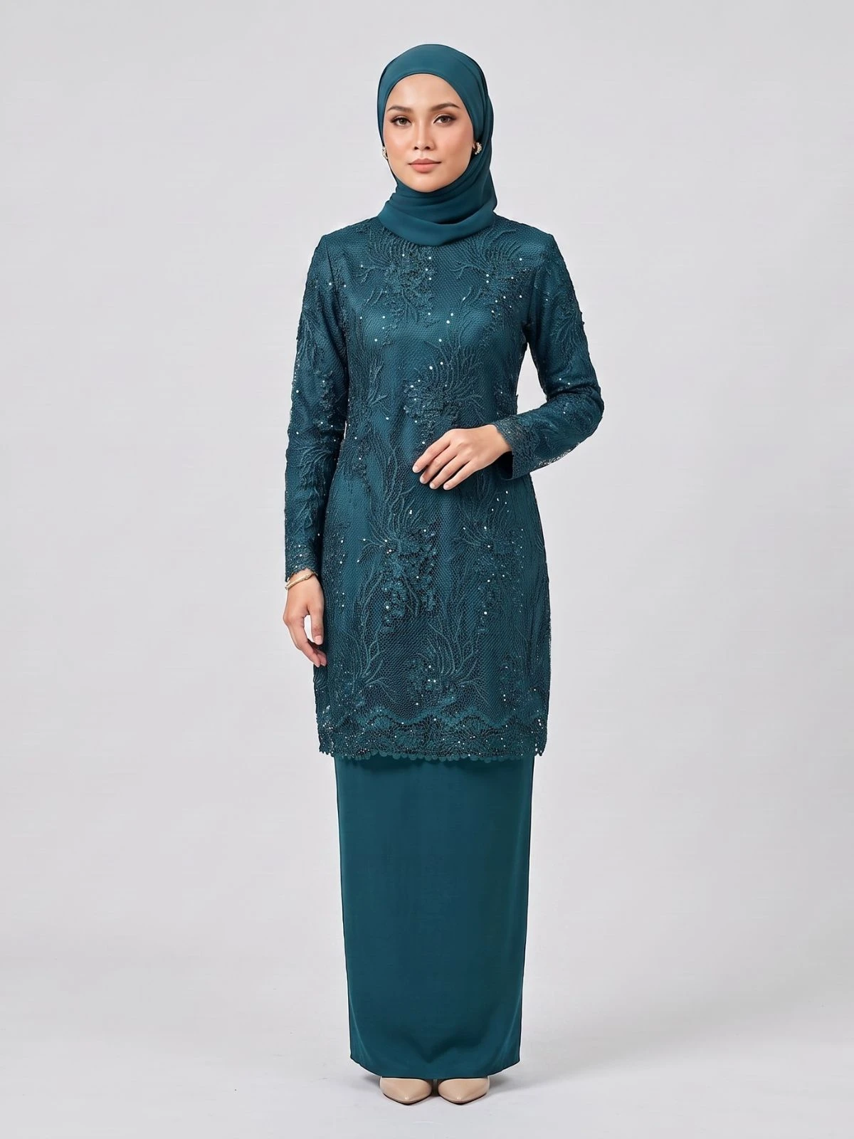 EMALIA BAJU KURUNG MODEN | DARK TEAL GREEN
